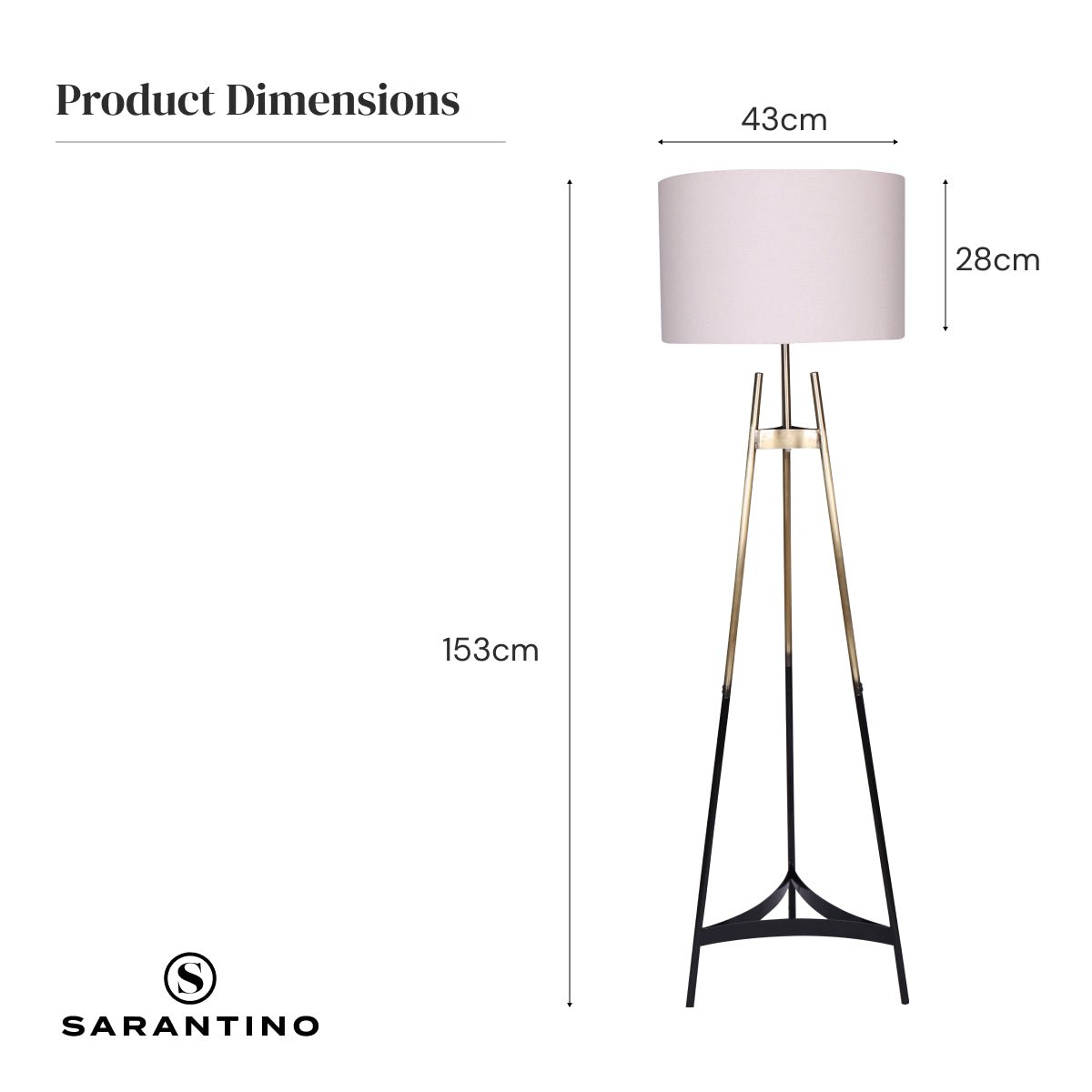 Sarantino Metal Tripod Electric Floor Lamp Gradient Finish-Home & Garden > Lighting-Koala Lamps and Lighting