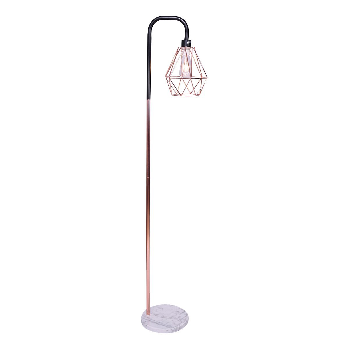 Sarantino Rose Gold Floor Lamp with Geometric Shade-Home & Garden > Lighting-Koala Lamps and Lighting