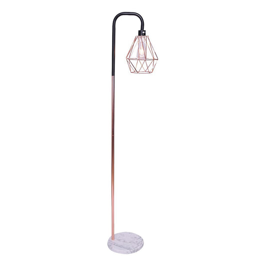 Sarantino Rose Gold Floor Lamp with Geometric Shade-Home & Garden > Lighting-Koala Lamps and Lighting