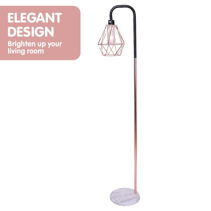 Sarantino Rose Gold Floor Lamp with Geometric Shade-Home & Garden > Lighting-Koala Lamps and Lighting