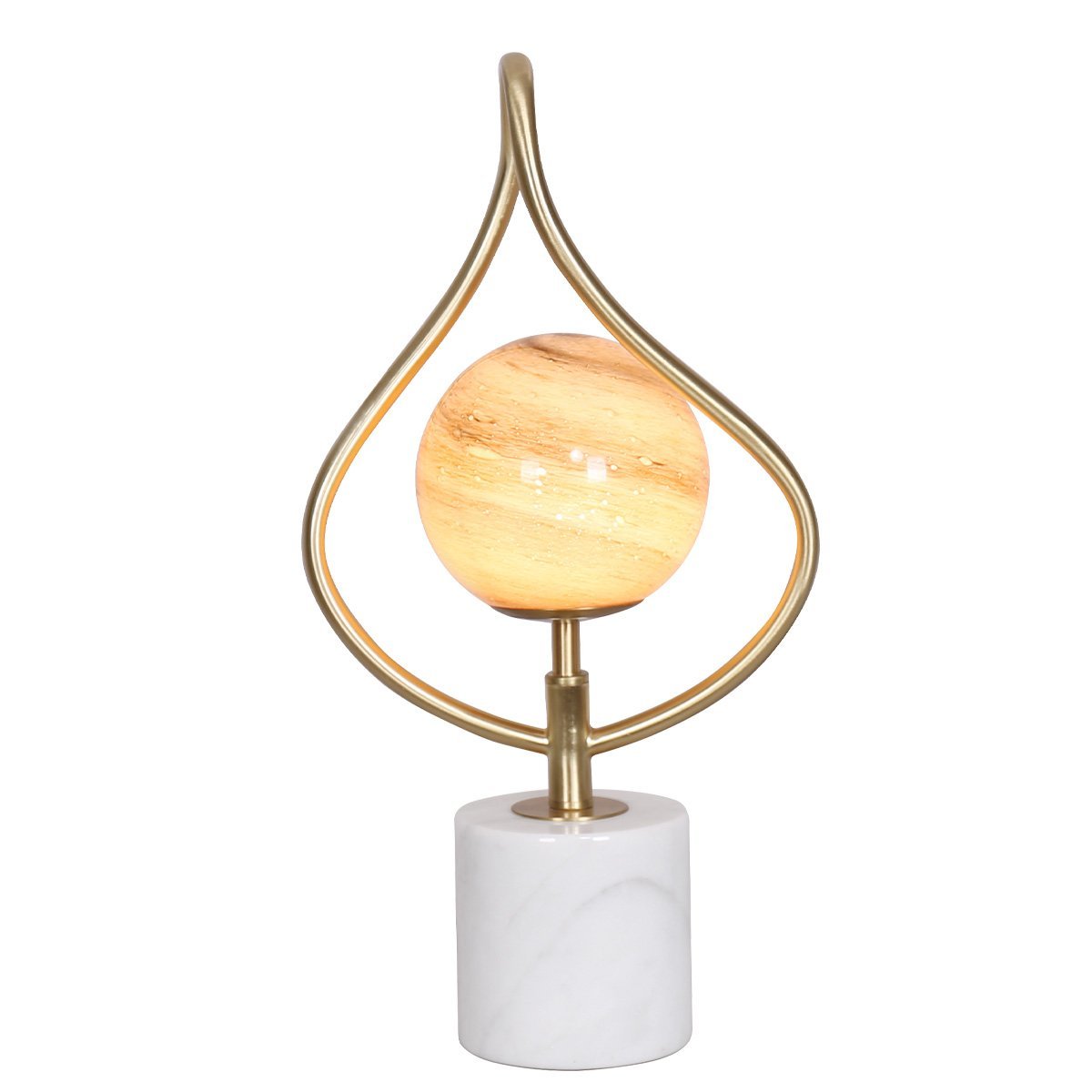 Sarantino Sculptural Orange Glass Table Lamp With White Marble Base-Home & Garden > Lighting-Koala Lamps and Lighting