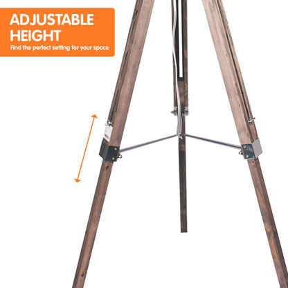 Sarantino Timber Tripod Floor Lamp Adjustable Height Taper Fabric-Home & Garden > Lighting-Koala Lamps and Lighting