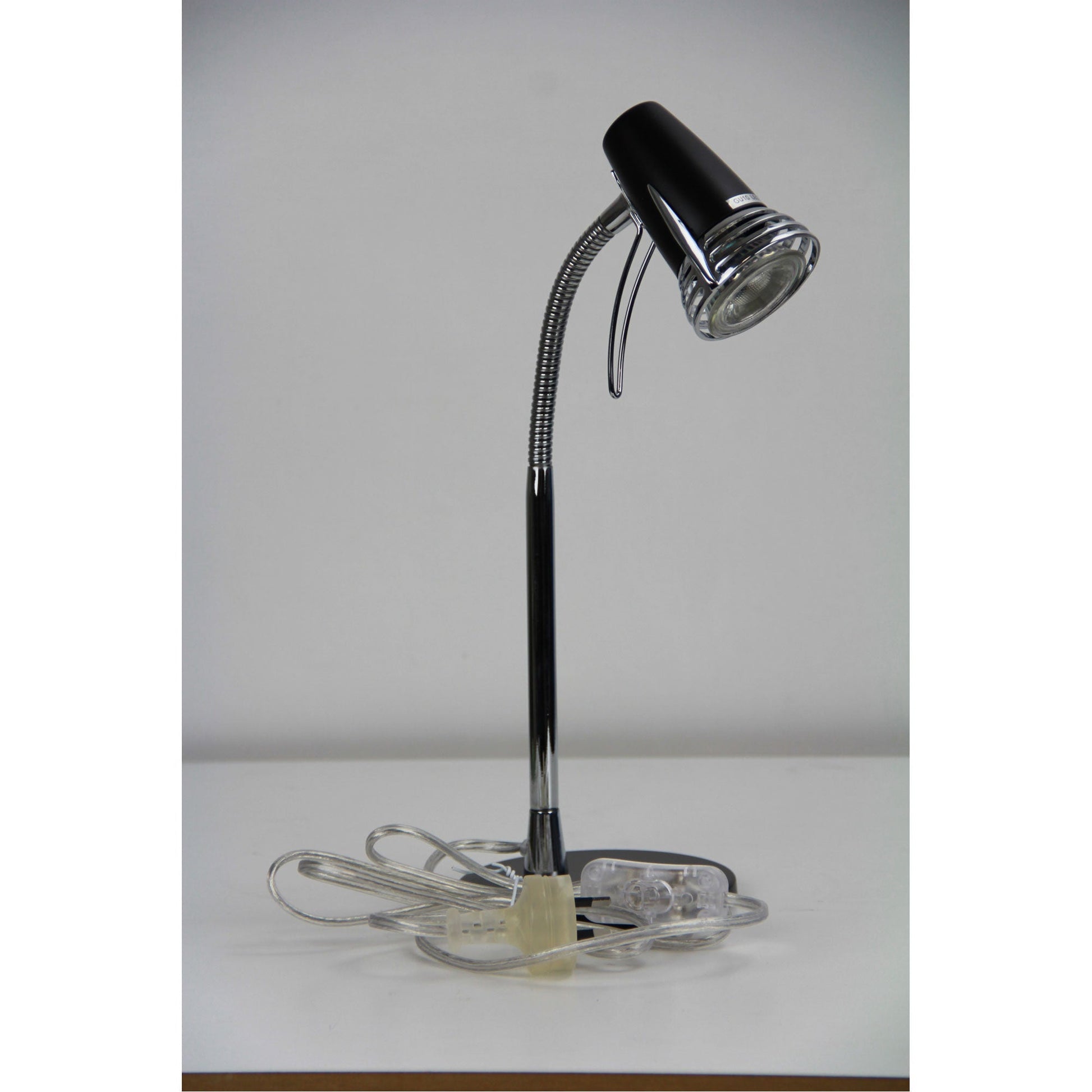 Scoot LED Desk Lamp Matt Black and Chrome-TABLE AND FLOOR LAMPS-Oriel