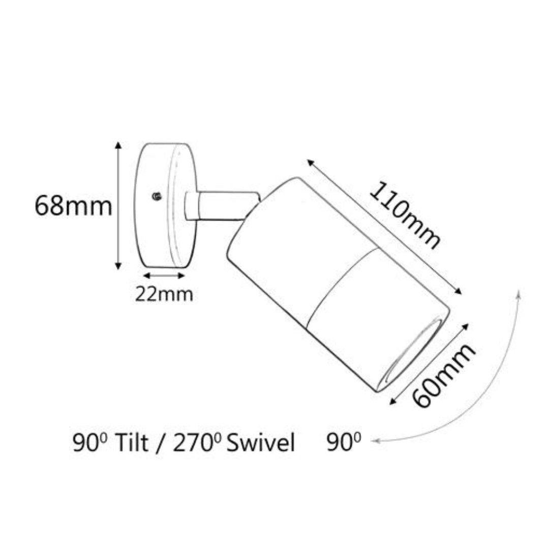 SEASHORE Pillar Tri-Colour LED Adjustable Wall Spot Light-Wall Light-Dropli