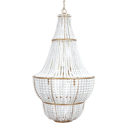 Sierra Beaded Chandelier - Gold/White-Pendant Light-Cafe Lighting and Living