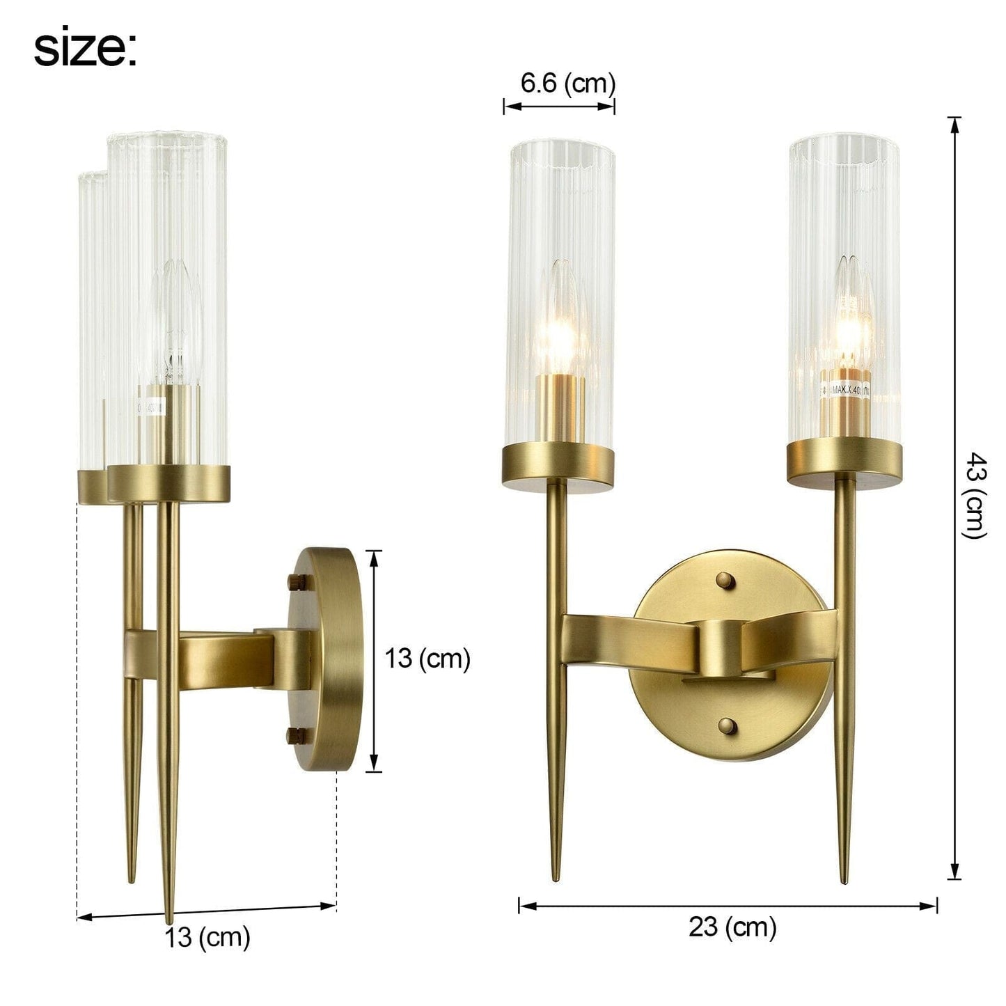 SOFIA DUO 2-Light Wall Light Aged Brass with Free LED Globe-Wall Light-Dropli