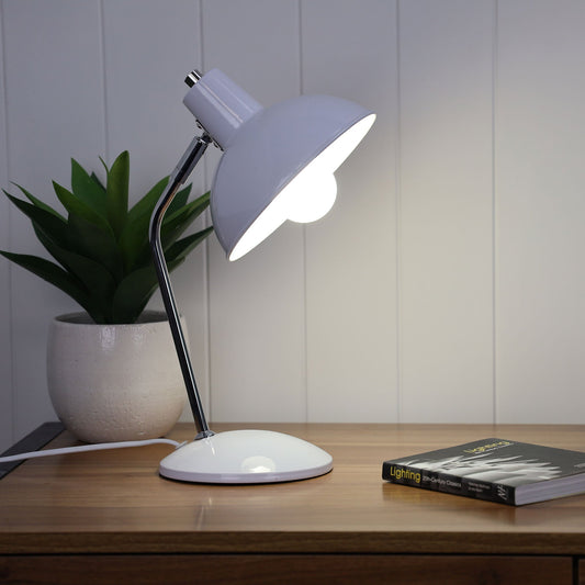 Thea Desk Lamp White and Chrome-TABLE AND FLOOR LAMPS-Oriel