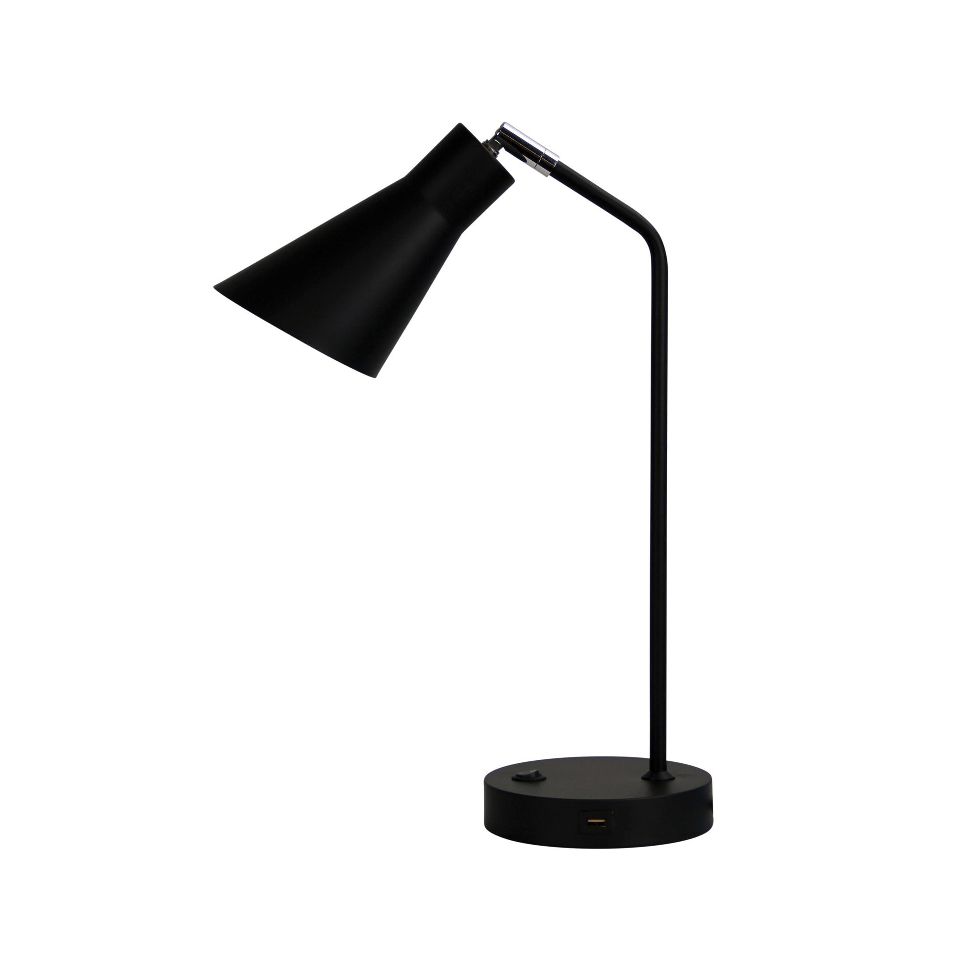 Thor Desk Lamp With USB Black-TABLE AND FLOOR LAMPS-Oriel