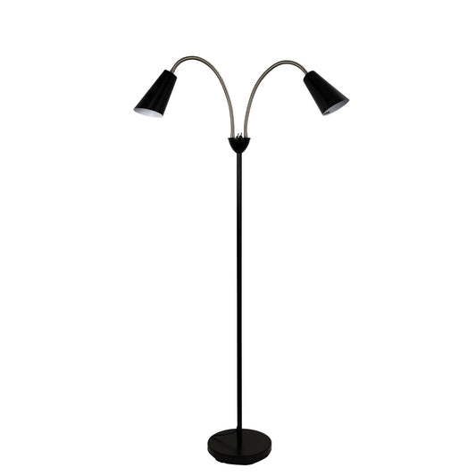 Walt 2 Light Floor Lamp Black & Brushed Chrome - SL98812BC-Floor Lamps-Oriel Lighting